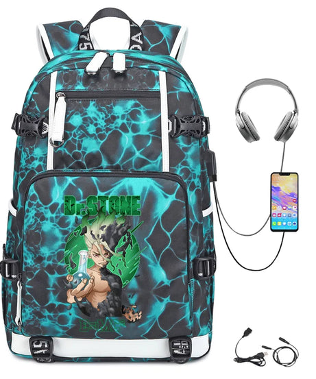 Dr. Stone Anime Backpack – Large Capacity Student & Travel Bag
