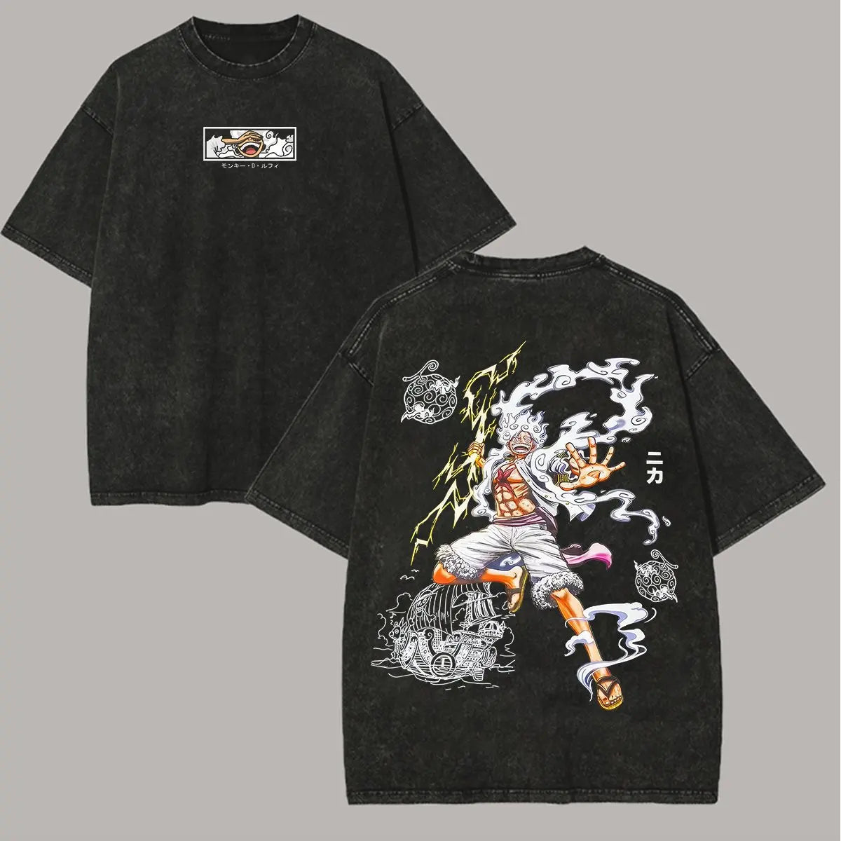 Anime One Piece Vintage Washed T Shirt Men Women Graphic Print Cotton Streetwear Short Sleeve Tee Casual Tops Summer Y2k
