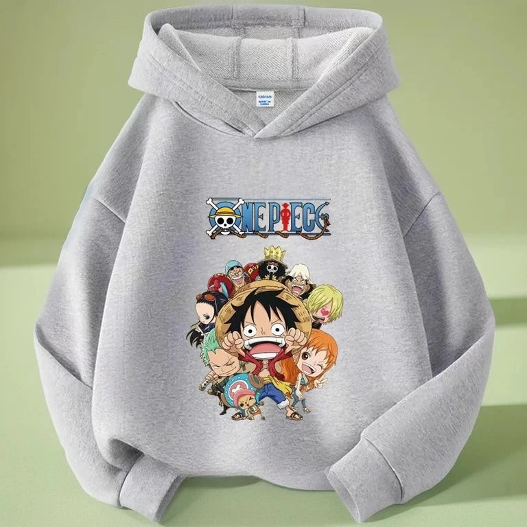 Kids Monkey D. Luffy Anime Fleece Hoodie – One Piece Pullover Sweatshirt 2
