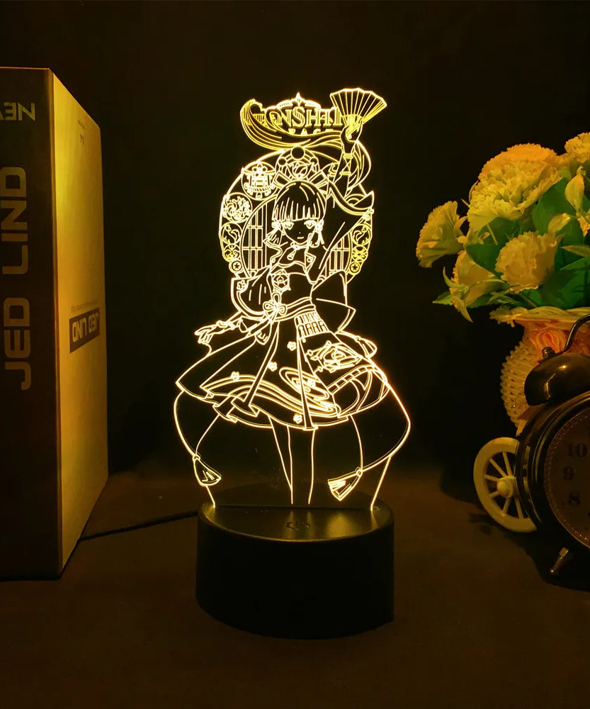 Newly Genshin Impact Night Light Yae Miko Game Figures Acrylic Stand Model 3D Table Lamp Kids Git Acrylic Bedside lamp