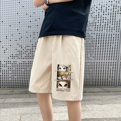 Men's Casual Shorts Loose Black Man Short Pans Anime Print Mens Joggers Short 5XL Summer Casual Wear Pant Knee Length for Men