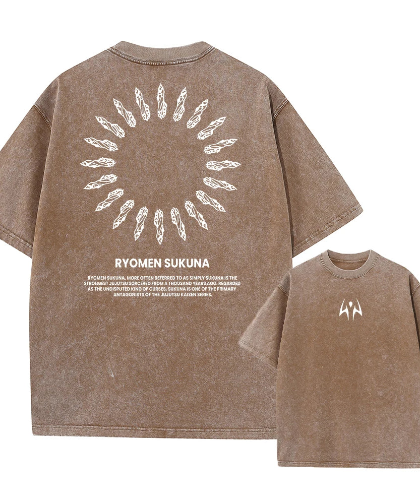 Summer Washed T Shirt Anime Graphic Print Streetwear Vintage Oversized T-Shirt Men Fashion Cotton Top Tee Black Tshirt