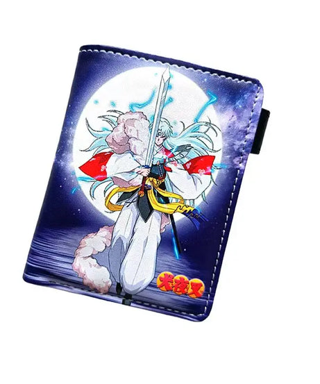 Anime Sesshoumaru Button Wallet Inuyasha Coin Card Men Purse