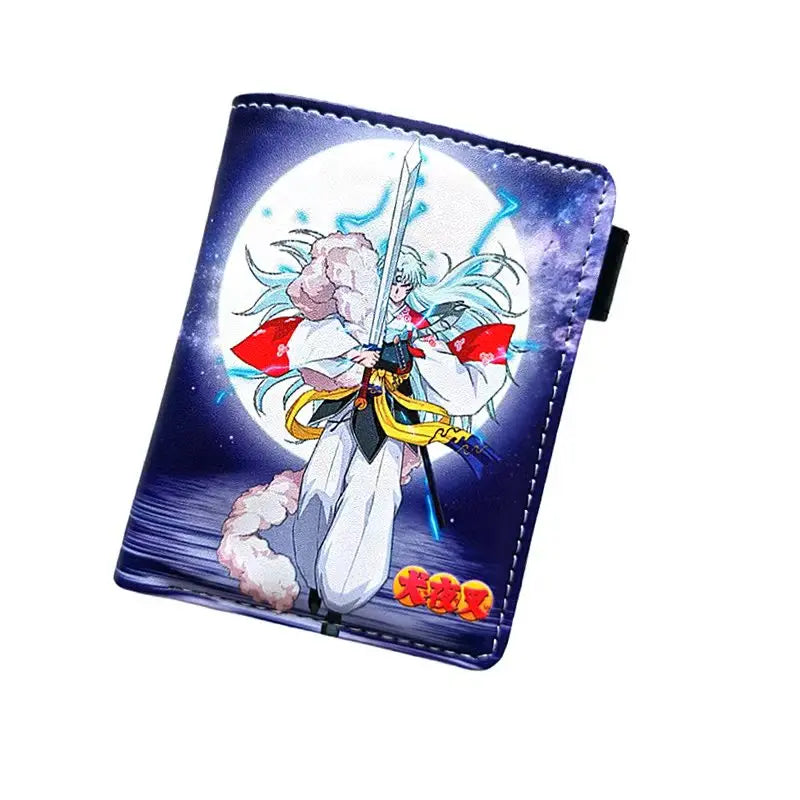 Anime Sesshoumaru Button Wallet Inuyasha Coin Card Men Purse