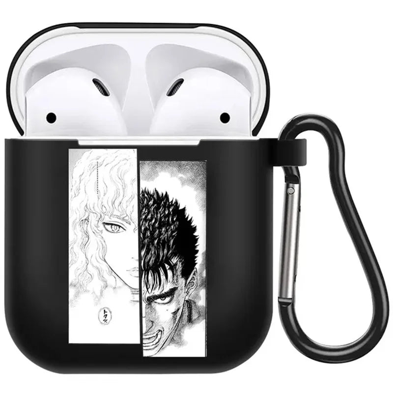 anime Berserk Guts Zodd Earphone Case For AirPods4 1 2 3 Pro Black Soft silicone wireless Bluetooth headphone case