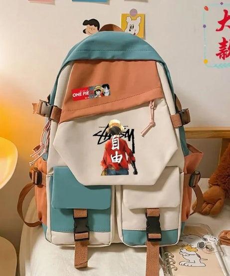 anime One Piece Luffy Zoro anime backpack large capacity student school bag male campus Korean version backpack birthday gift