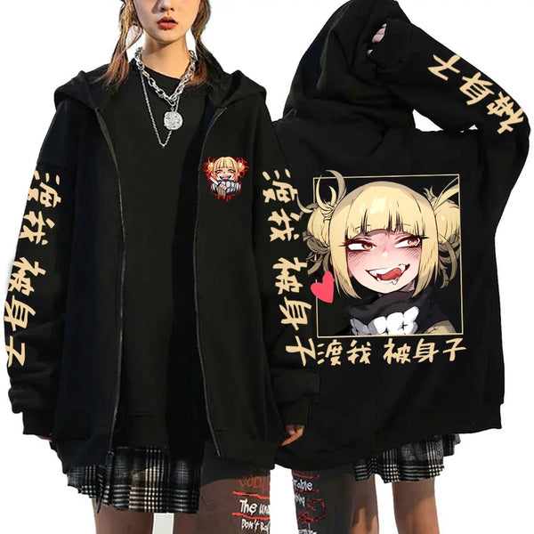 My Hero Academia Himiko Toga Graphic Zip-Up Hoodie Harajuku Streetwear