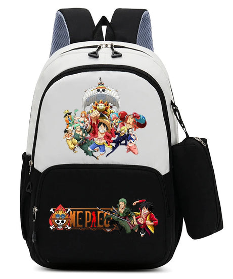 One Piece Luffy Zoro Backpack Kits Boy Student Usopp Chopper Anime Knapsack with Pencilcase Rucksack High-capacity Schoolbag