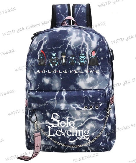 Cute Funny Solo Leveling Anime School Backpack for Teenager Bookbag Fashion Student Zipper Travel Rucksack Women Men Back Pack