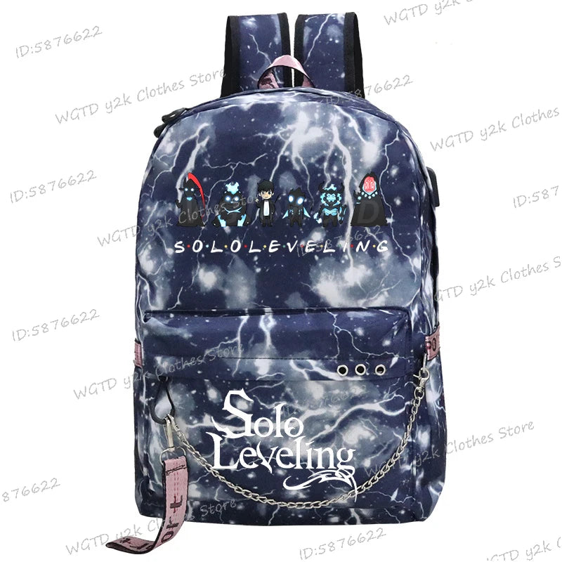 Cute Funny Solo Leveling Anime School Backpack for Teenager Bookbag Fashion Student Zipper Travel Rucksack Women Men Back Pack