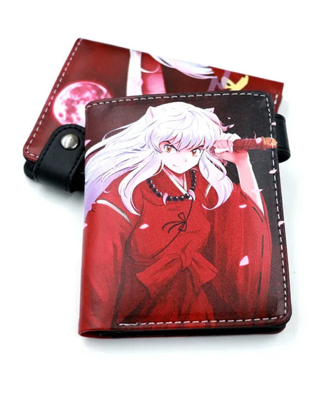 Anime Sesshoumaru Button Wallet Inuyasha Coin Card Men Purse