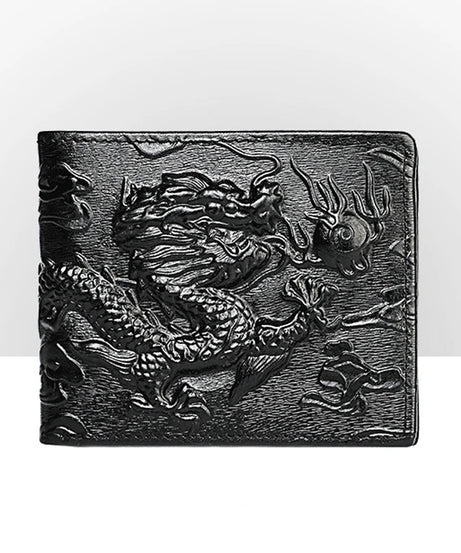 High Quality Genuine Leather Short Wallet 3D Dragon Style Card Wallet Vintage Bifold Small Purse for Man Male Gift Purses