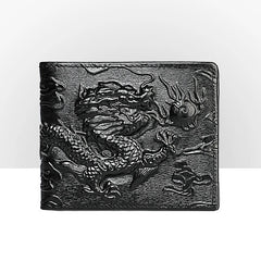 3D Dragon Genuine Leather Wallet — Vintage Bifold Purse