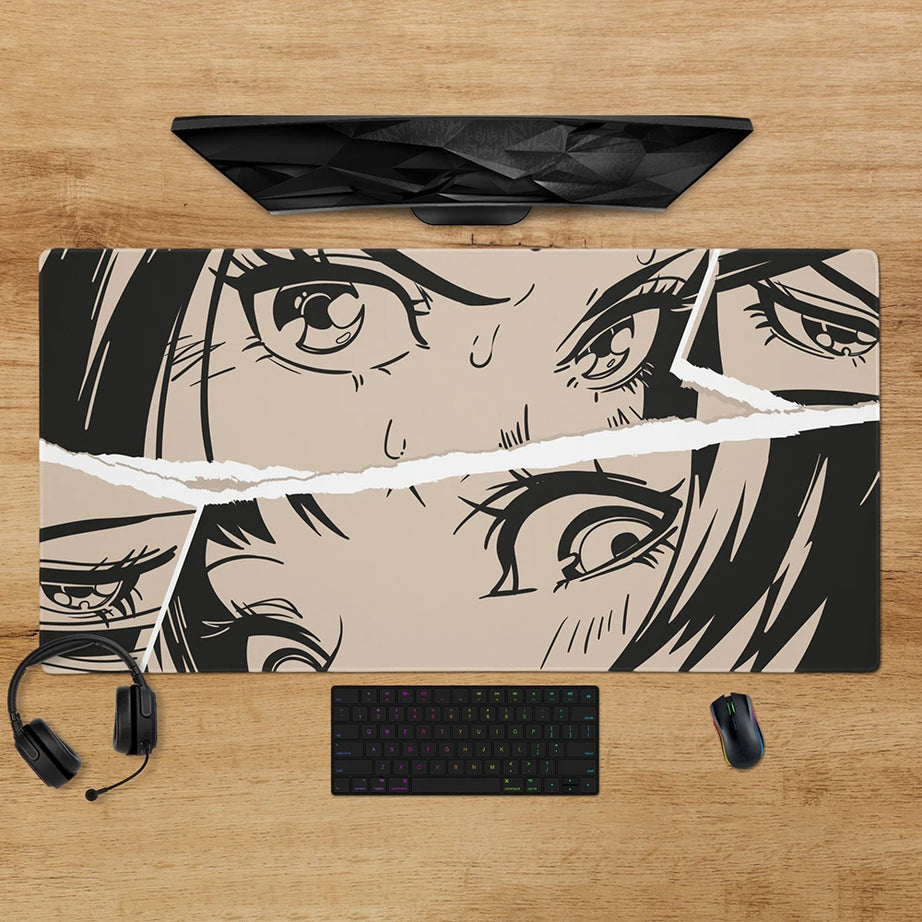 Anime Girl Manga Desk Mat, Manga Aesthetic Game Large Mouse Pad XXL Natural Rubber Non-slip Mat Computer Decoration