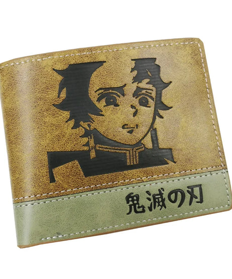 Anime demon slayer Man Bifold Wallets Khaki Card Holders Coin Purse