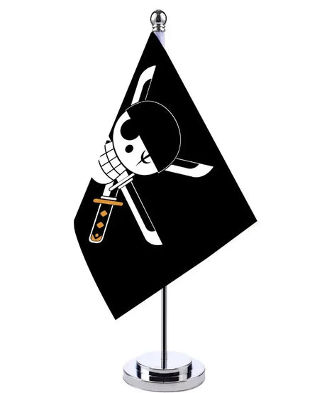 Hot Anime One Piece Desk Flag for Home Decor Office Table Stand Holder Banner Cartoon Luffy Straw Hat Pirate Skull Flag Toy Gift