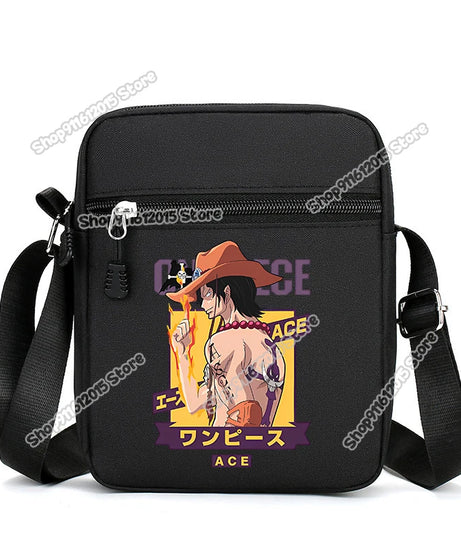 One Piece Men Shoulder Bag Anime Luffy Zoro Boy Oxford Cloth Crossbody Zipper Messenger Bags Outdoor Travel Small Phone Pouch