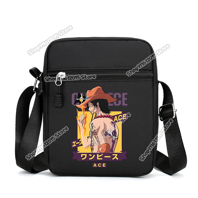 One Piece Men Shoulder Bag Anime Luffy Zoro Boy Oxford Cloth Crossbody Zipper Messenger Bags Outdoor Travel Small Phone Pouch