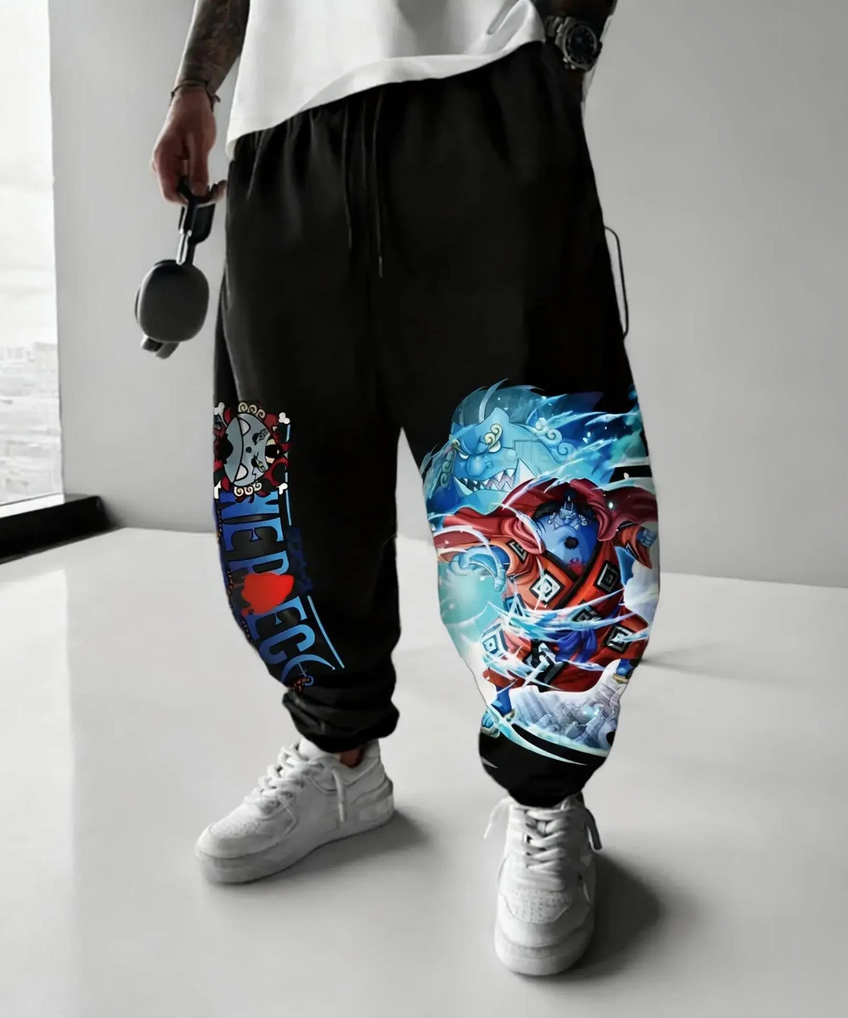 Streetwear One Piece Anime Men Joggers Pants Luffy Graphic Print Sweatpants Loose Casual Sportswear Spring Autumn Trousers
