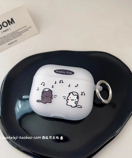 For AirPods 4 Cute Cat Couple Earphone Case for AirPods Pro2 Pro 1 2 3 Case Animal Soft Clear TPU Cover Fundas