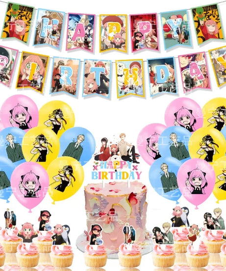 Spy X Family Birthday Decoration Foil Balloon Disposable Tableware Set Anya Yor Forger Twilight for Kids Birthday Party Supplies