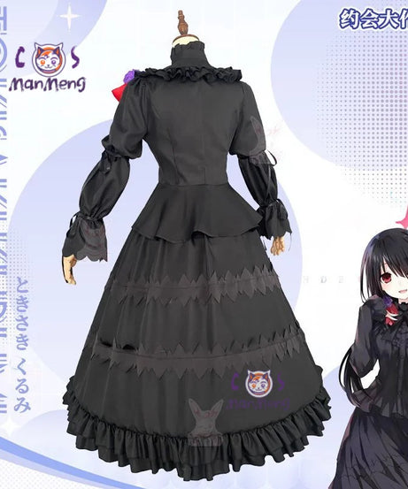 Tokisaki Kurumi Anime Date a Live Cosplay Nightmare Costume Carnival Halloween Black Gothic Long Lolita Dress Prop Woman Set