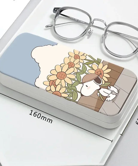 Snoopy Girl Korean Fresh Student Cute Disney Fashion Simple Anti-fall Portable Anti-Stress Folding Glasses Case