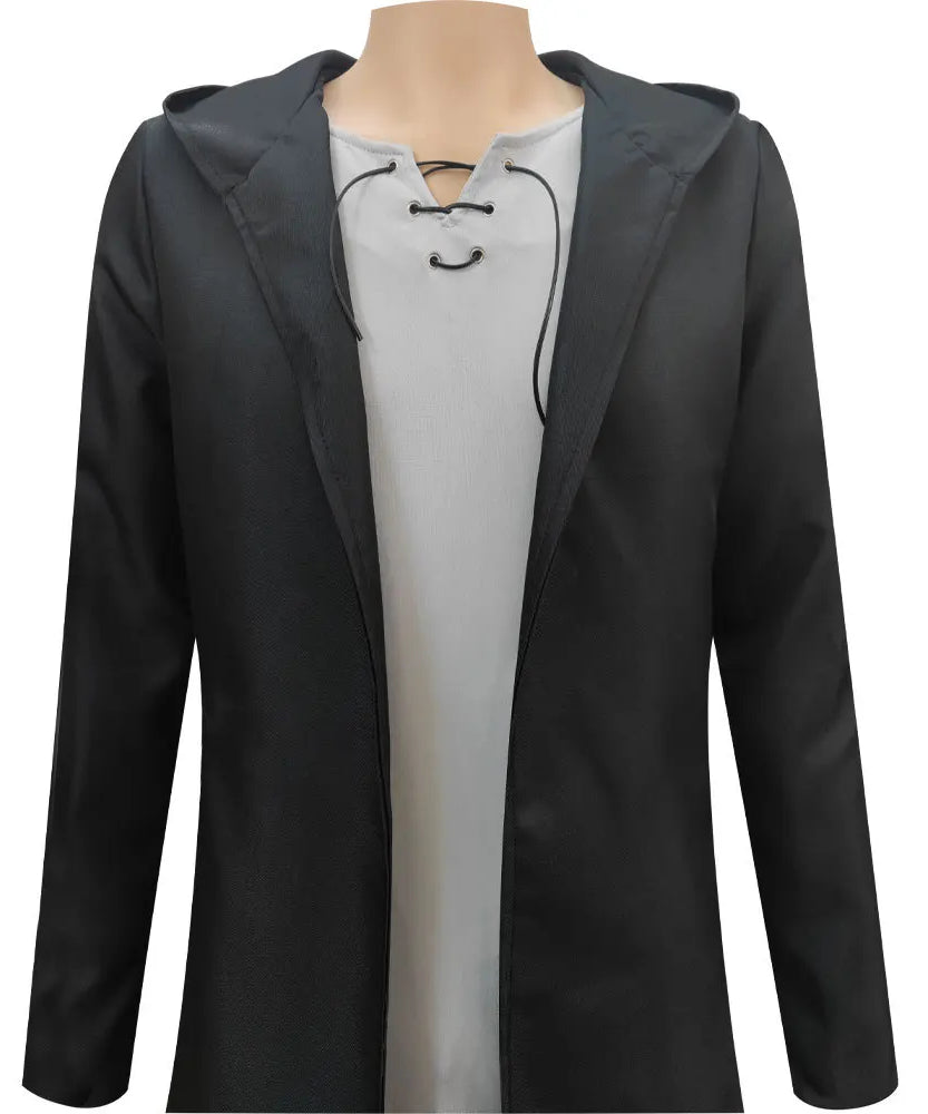 Eren Jaeger Cosplay Costume Anime Titan Costume Wig Cosplay Eren Yeager Black Hooded Trench T-shirt Pants Halloween Clothes