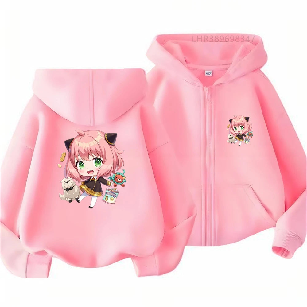 Spy x Family Anya Forger Kids Graphic Zip-Up Hoodie Autumn Jacket 8