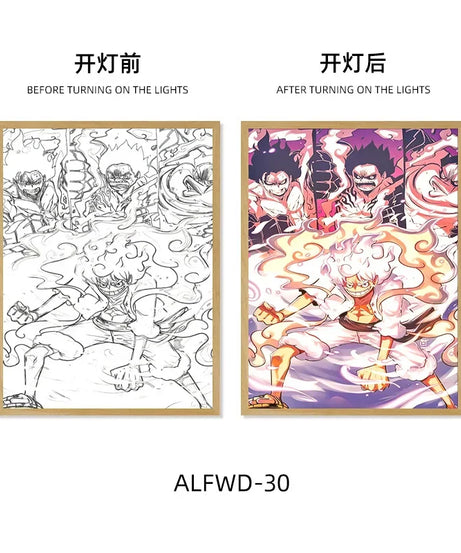 Sun God Nika Luffy Light-Up Frame – One Piece LED Desktop Decor
