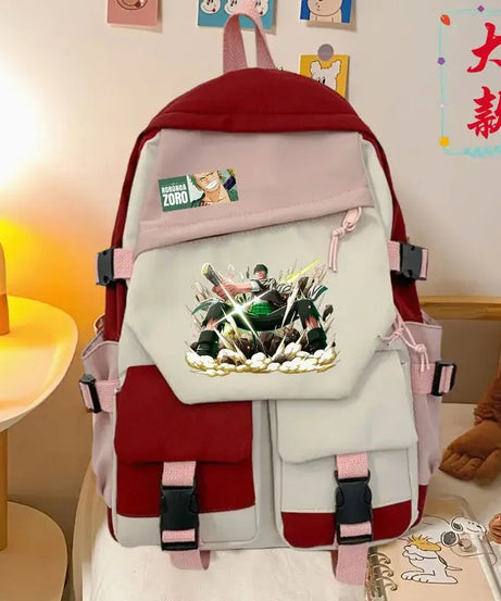 anime One Piece Luffy Zoro anime backpack large capacity student school bag male campus Korean version backpack birthday gift