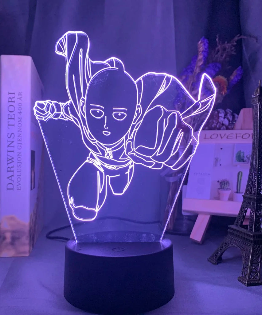 One Punch Man Saitama Figure Led Night Light Lamp for Home Decoration Nightlight Cool Manga Store Decor Ideas Table 3d Light