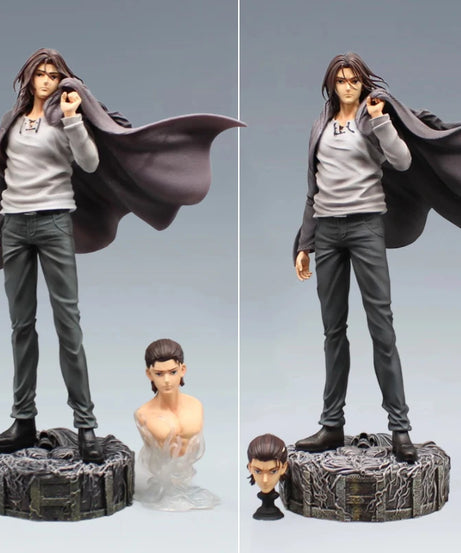 28cm Attack on Titan Figures Eren Jaeger Anime Action Figure Eren Jaeger Double Headed Statue PVC Collection Model Doll Boy Toys