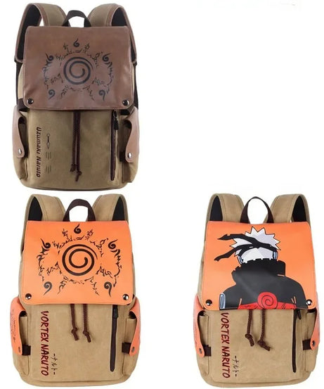 Naruto Creative  Animation Peripheral Naruto Canvas Backpack Large Capacity Student School Bag Portable Backpack Gift