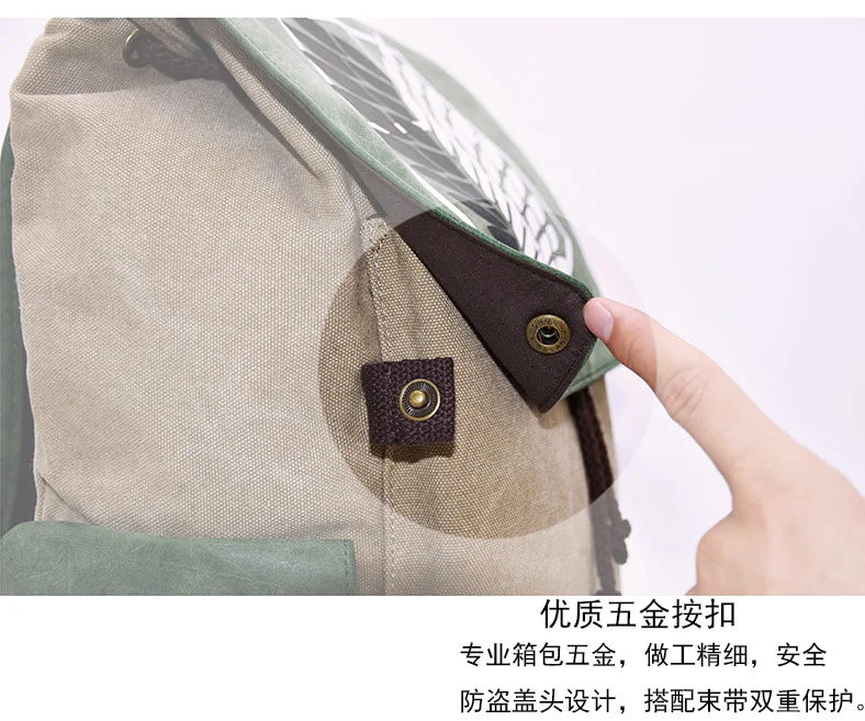 Attack on Titan Anime Canvas Daypack – Sleek Laptop Backpack for Students & Collectors 5