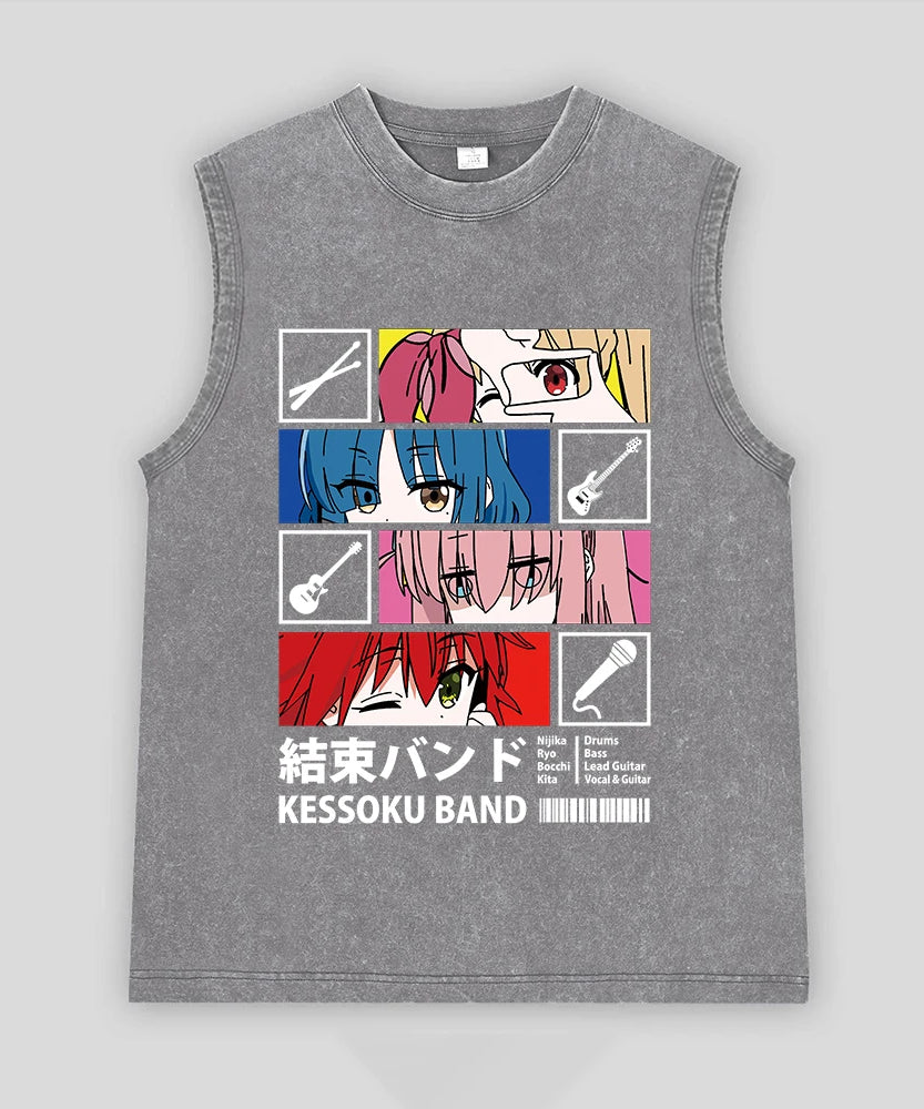 Bocchi the Rock! Oversized Band Vest – Unisex Anime Cotton Tank Top