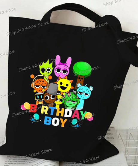 Anime Sprunki Incredibox Game Handbags Women Men Large Capacity No Zipper Canvas Tote Bag Sprunki Figure Shoulder Bag