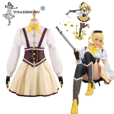 Anime Puella Magi Madoka Magica Cosplay Tomoe Mami Cosplay Costume Full Set Hat Socks Women Maid Cosplay Suit Christmas Costume