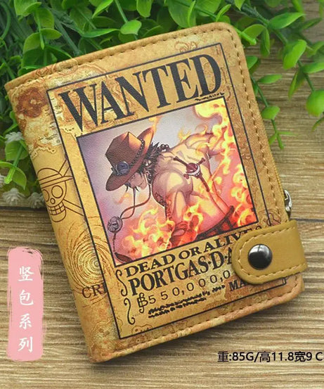 Anime One Piece Figure Wallet Luffy Purse Zoro Ace Bounty Order Skeleton Pattern Pu Kawaii Wallet Card Holder Purse