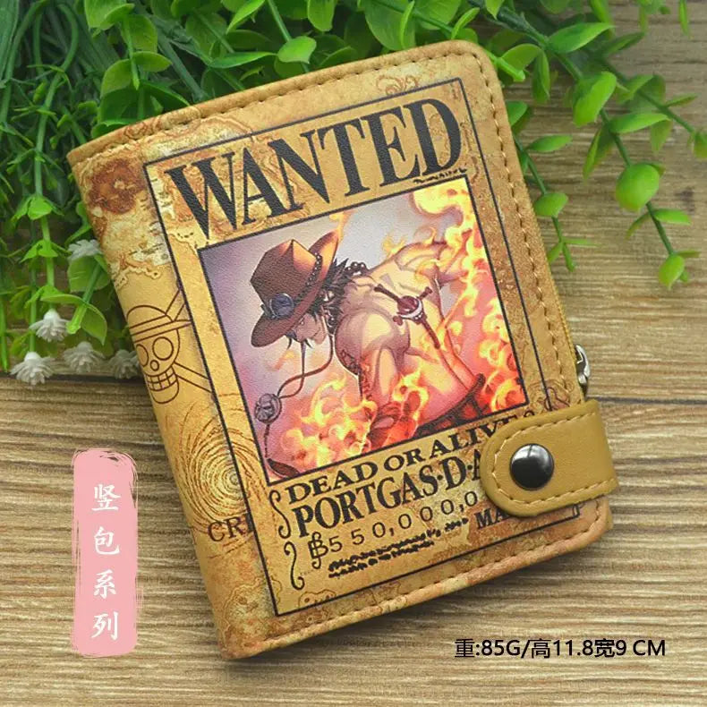 Anime One Piece Figure Wallet Luffy Purse Zoro Ace Bounty Order Skeleton Pattern Pu Kawaii Wallet Card Holder Purse