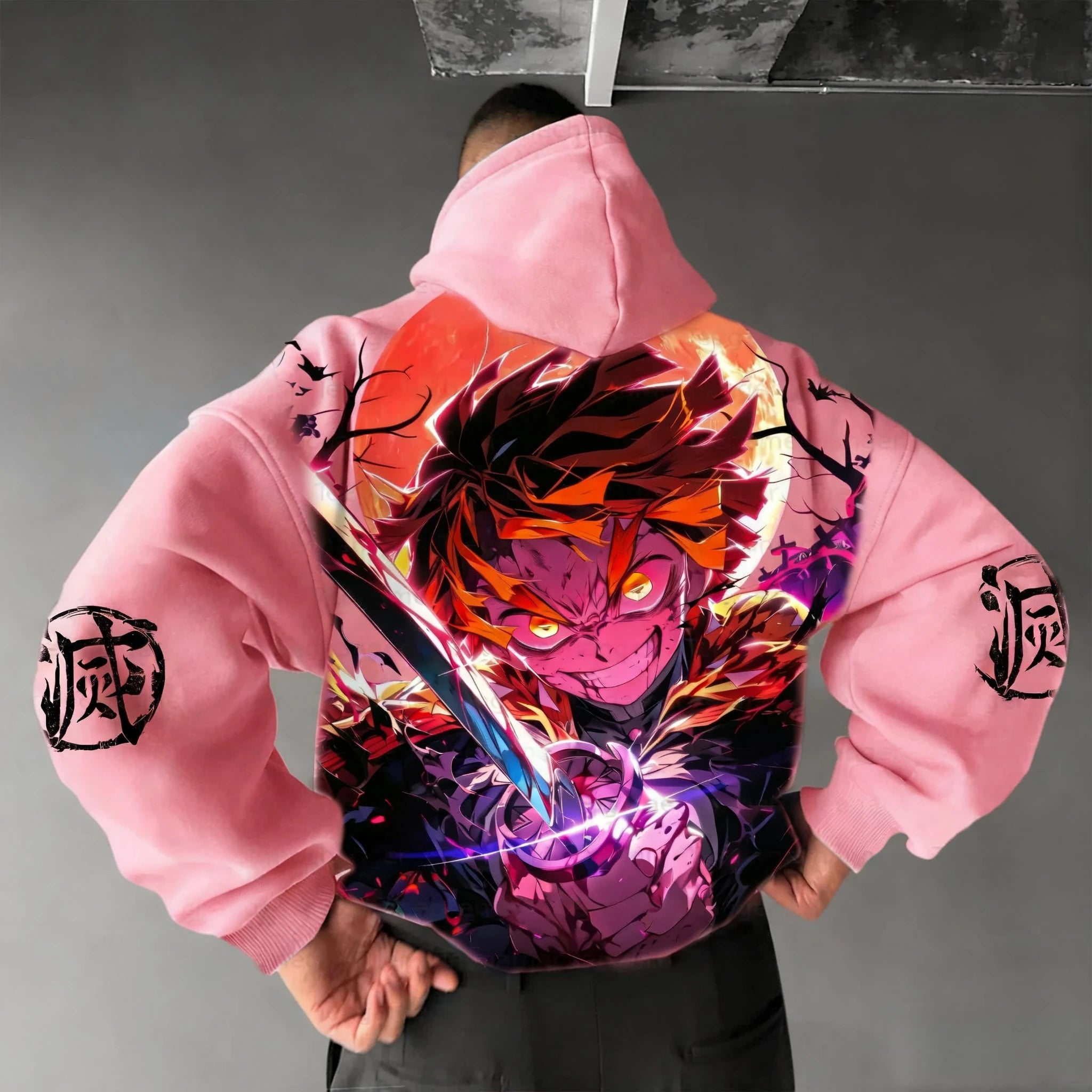 Demon Slayer Halloween Co Branded Hoodie Autumn/Winter Men's New Hashibira Inosuke Anime Printed Casual Loose Parent Child Top