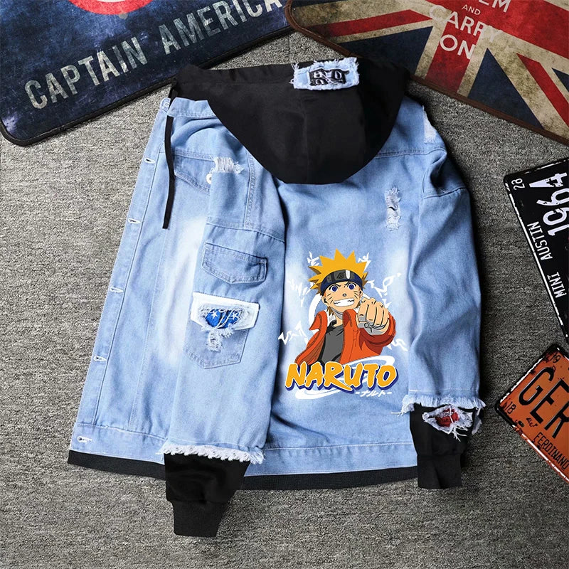 Kawaii Naruto Ripped Denim Jacket – Women's Anime Hip Hop Streetwear Jean Coat 4