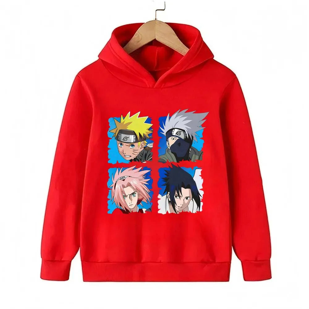 Naruto Kids Anime Graphic Hoodie – Uzumaki, Sasuke & Kakashi Spring/Autumn Top 8
