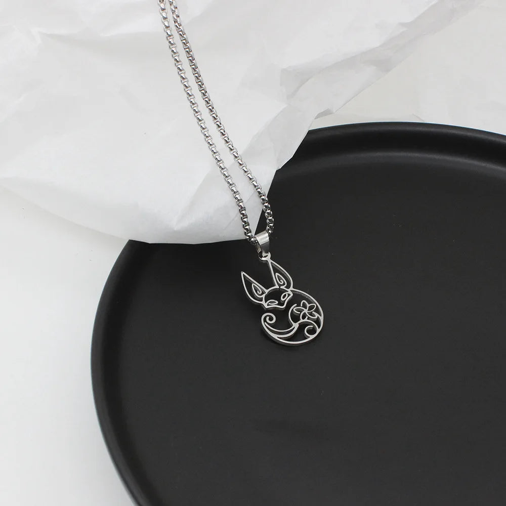 Anime Game Genshin Impact Tighnari Fox Necklace Stainless Steel Cosplay Accessories Cute Pendant Sweater Chain Jewelry