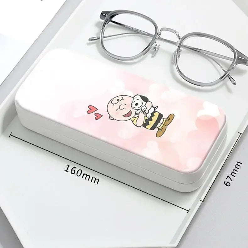 Snoopy Girl Korean Fresh Student Cute Disney Fashion Simple Anti-fall Portable Anti-Stress Folding Glasses Case