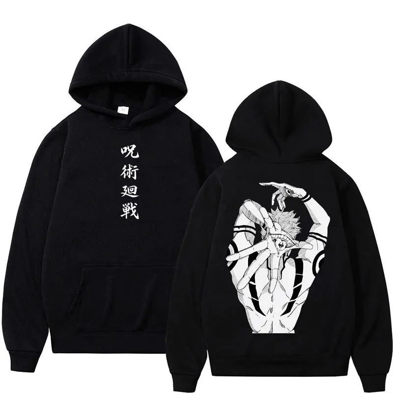 Anime Jujutsu Kaisen Ryomen Sukuna Graphic Hoodie – Harajuku Vintage Pullover Sweatshirt