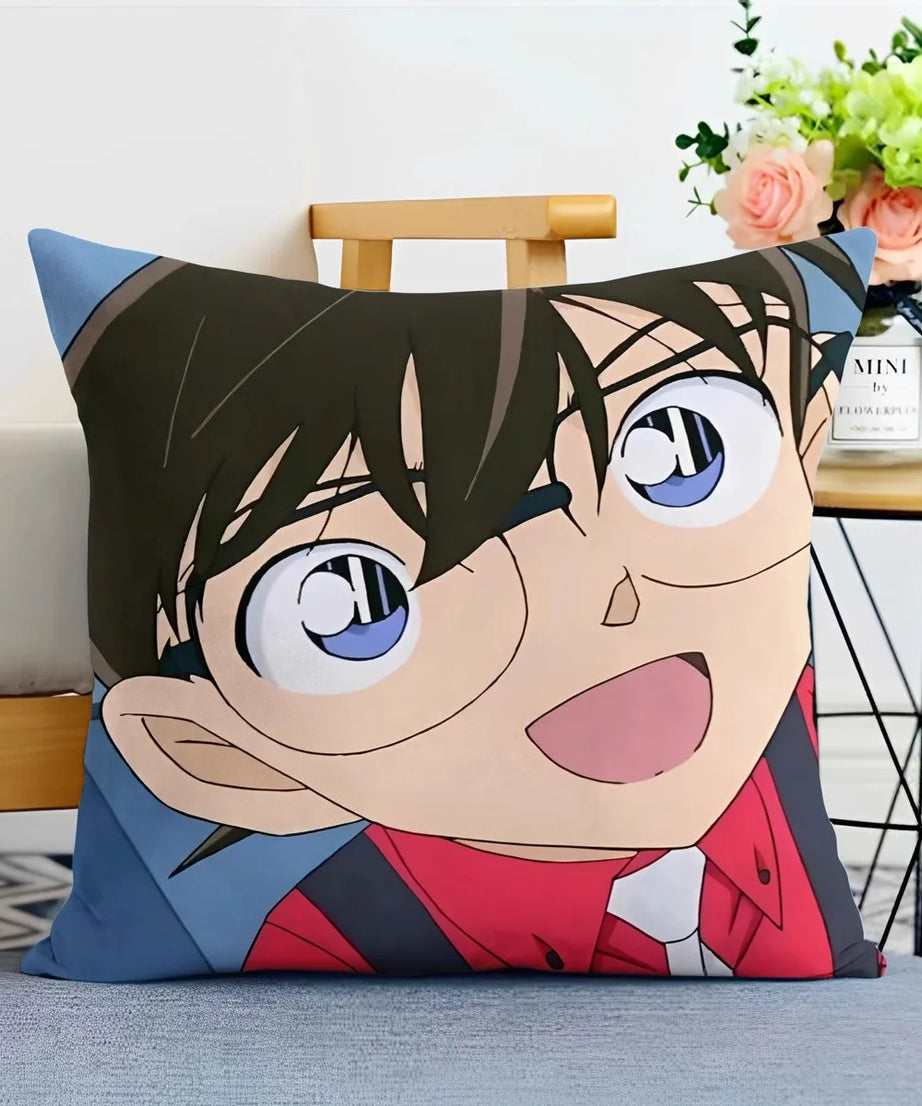 Detective Conan Pillowcase – Soft Anime Cushion Cover with Zipper for Sofa & Bedroom Decor