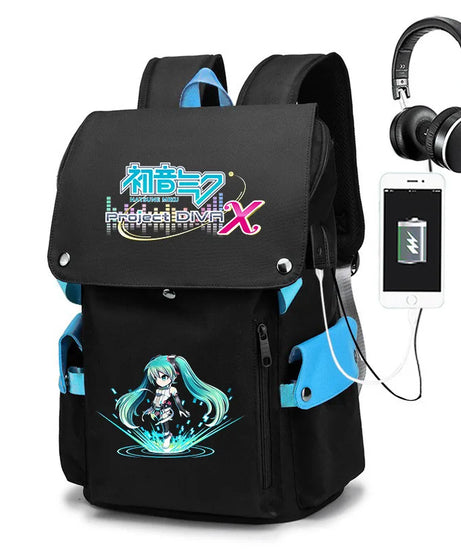 New Hatsune Anime Backpack Student School Shoulder Bag Business Multifunctional Large Capacity Computer Bag Travel Backpack