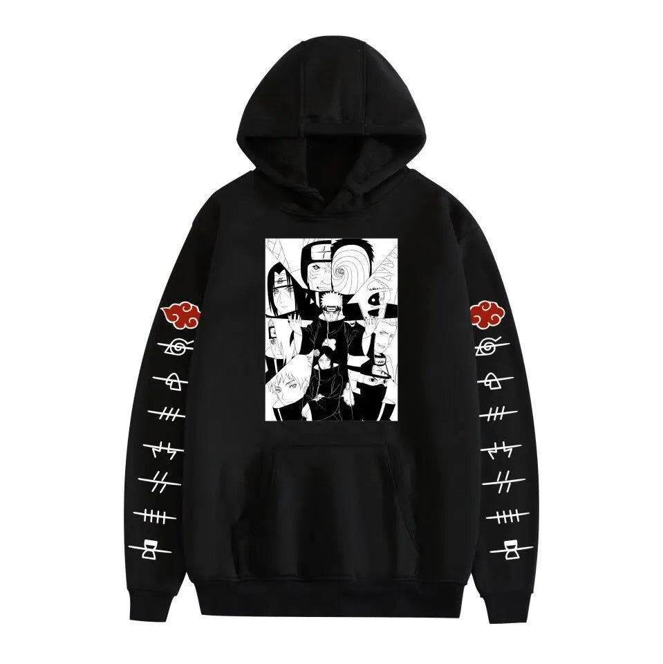 Anime Naruto Akatsuki Red Cloud Hoodie – Unisex Streetwear Pullover Sweatshirt for Men & Women 7