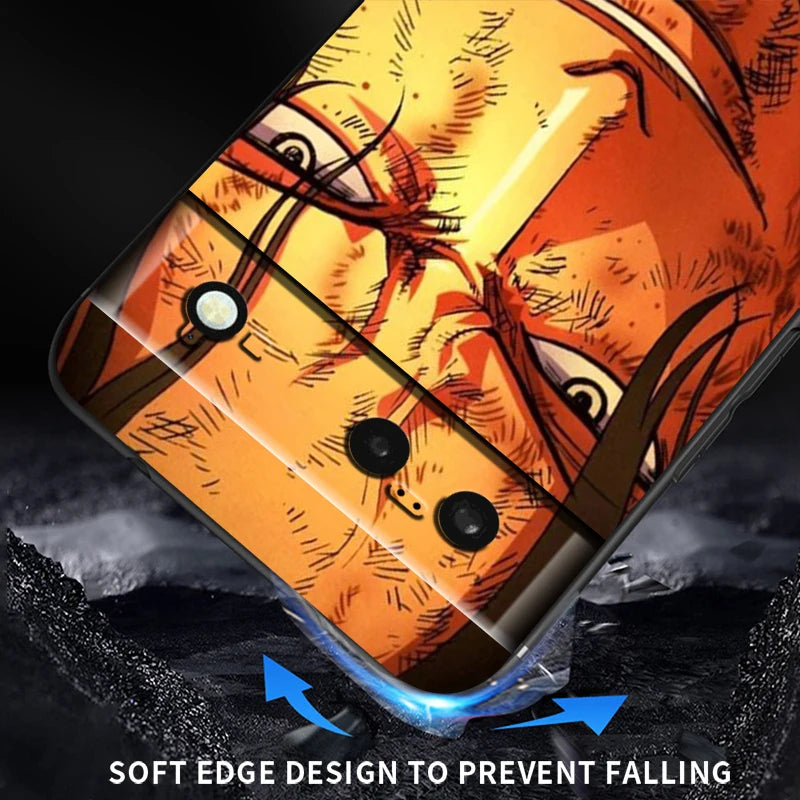 One Piece Anime Zoro Luffy For Google Pixel 9 8 7A 7 6A 6 5A 5 4 4A XL 5G Black Silicon Shockproof Shell Cover Phone Case